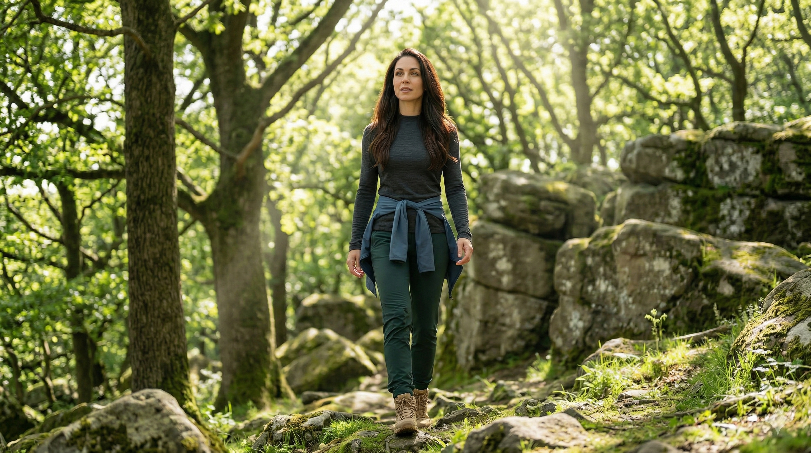 Walking in woods